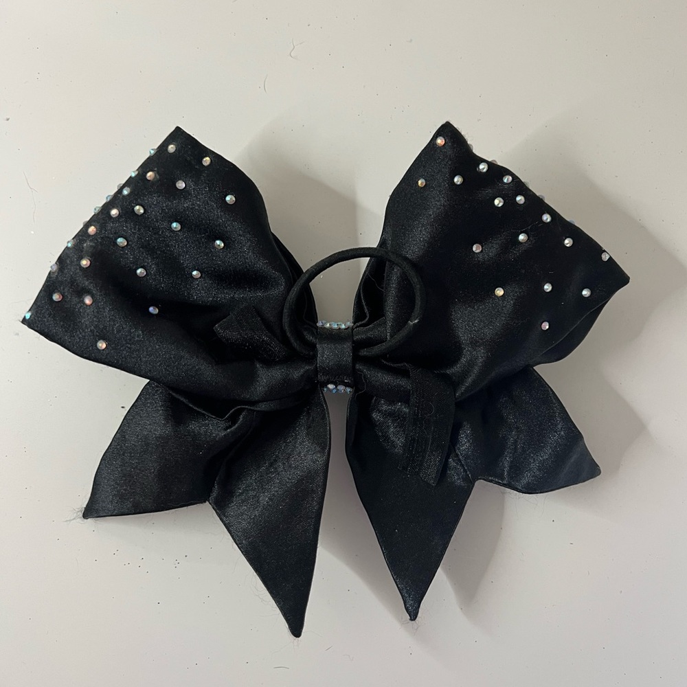 Black Rhinestone Competition Cheer Bow - Picture 2 of 2